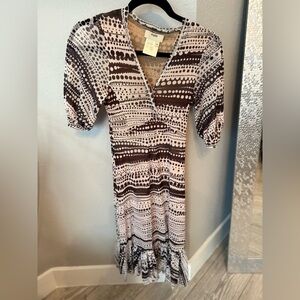 Chic Brown and White Dress